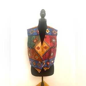 Coldwater Creek Multicolor Southwestern Tapestry Vest